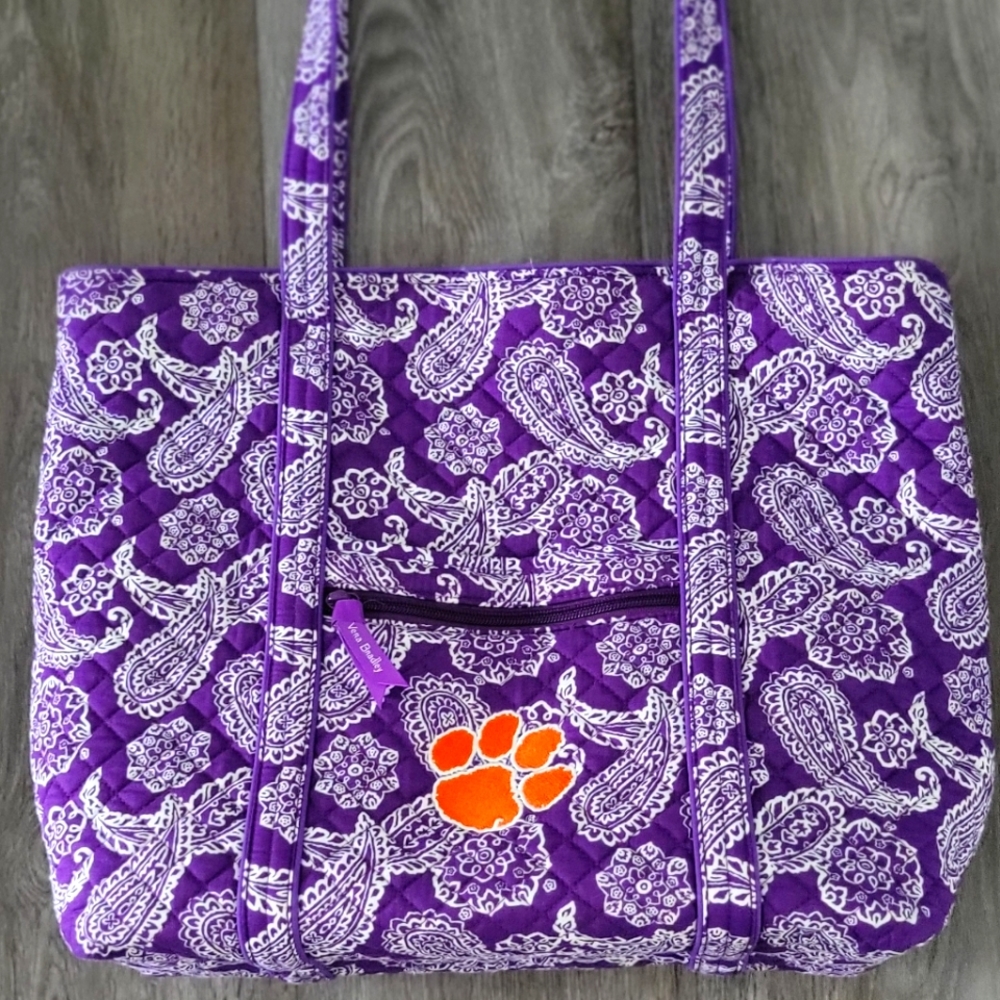Vera Bradley Collegiate tote with embroidered Clemson Tiger Paw